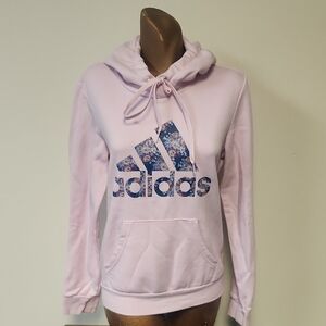 Adidas Women's Pastel Pink Hoodie with Floral Logo